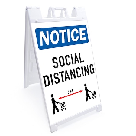 OSHA Safety Notice Sign, Notice Social Distancing, 10in X 7in Decal